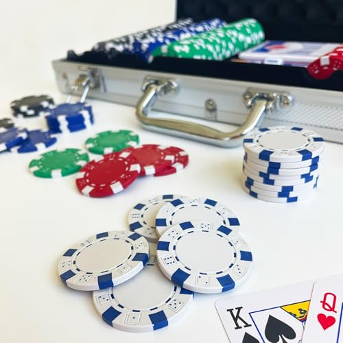 Goliath – POKER-SET 300 CHIPS, Aluminiumbox mit Kartenspiel, 300 Pokerchips und 5 Würfeln, Brettspiel für Erwachsene und Kinder ab 6 Jahren, 2 bis 10 Spieler – Bild 4