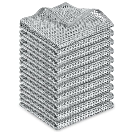 Vicloon 10PCS Non-Scratch Stainless Steel Dishwashing Cleaning Cloths,20x20 cm Wire Dishcloth for Wet & Dry Use,Reusable Anti-Scratch Rags,Lint Free Kitchen Cloth for Cookware,Sinks and Stove Tops