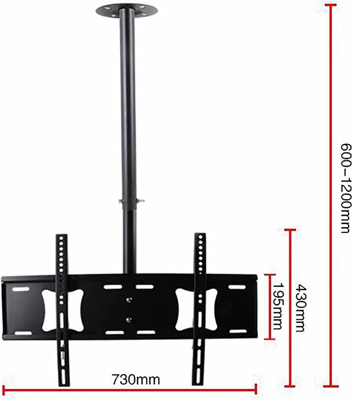 Staffa di montaggio a soffitto per 32 TV da 75 pollici, inclinabile, girevole, supporto telescopico, capacità 69,9 kg, facile da montare