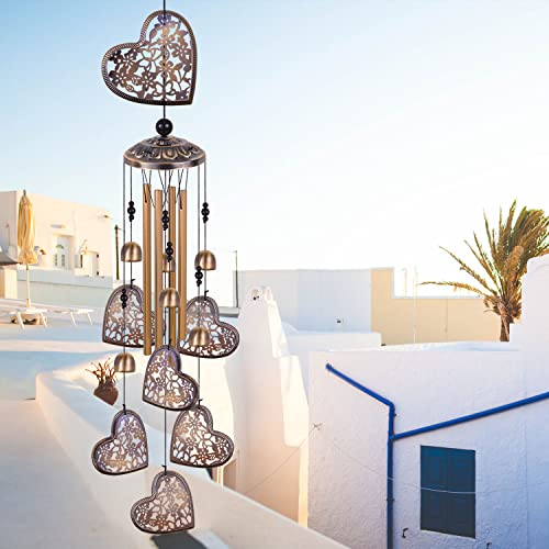 Heart Wind Chimes Outdoor, Hearts Bronze Wind Chime, Heart Gift Wind Chimes, Hearts Wind Bells, Gifts For Women, For Home, Indoor, Outdoor Decoration, Garden Hearts Wind Chimes, Heart Wind Catcher #TOP7
