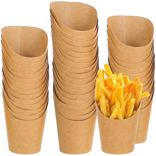 アイスクリームカップ 使い捨て スナック ポップコーン フライドポテト容器 唐揚げ 紙食器 持ち帰り用 業務用 100個セット 14オンス 大容量 斜め 防油 防水 耐熱 フードカップ 茶色 ディクアウト 飲食店 屋台