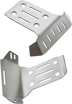 Front Rear Chassis Armor Skid Plate Protecter Guard Upgrades Part for 1/8 Sledge 4WD #95076-4,RC Metal Front Chassis & Rear Chassis Hop Ups Upgrade Version,Silver