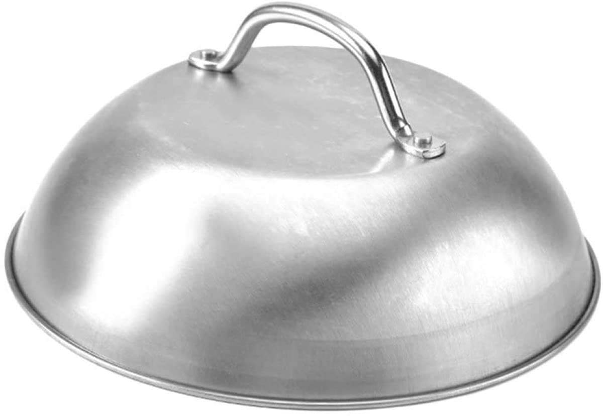 Serving Bell Stainless Steel Cheese Bell Serving Bell Burger Hood Cake Bell Fly Hood Plate Bell with Handle for Pizza Steak Cheese Grill Accessories