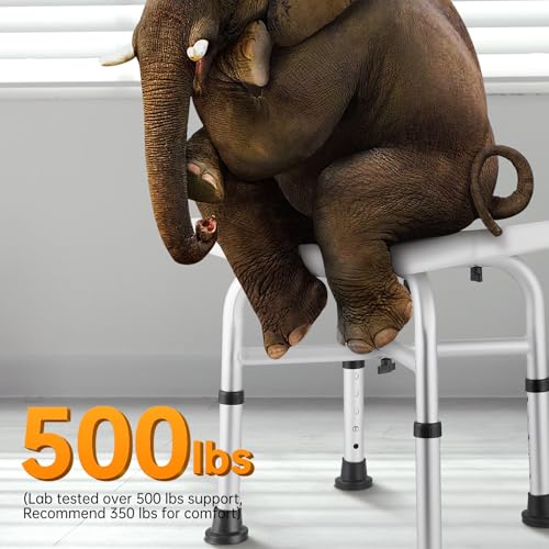 Hiqufet Shower Chair for Inside Shower(500lb), FSA/HSA Eligible 5 Height Adjustable Shower Stool, Shower Seats for Adults, 3-Minute Quick Assembly, Heavy Duty Shower Bench for Inside Shower to Sit on - Image 2