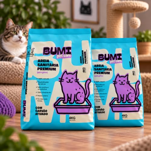 Bumi Pet Care Areia Sanitária Gato com Carvão Ativado 8kg