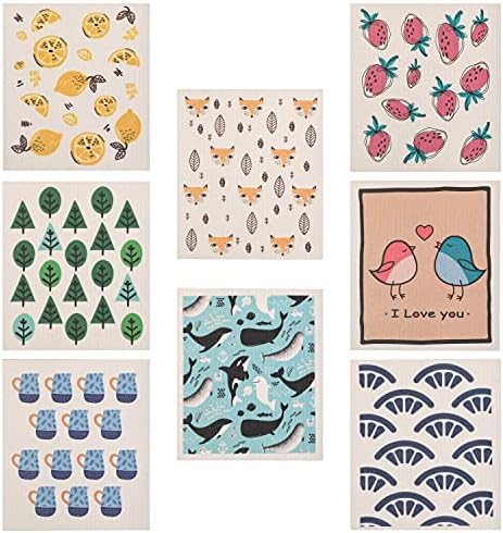 Swedish Dish Cloth, YAIKOAI 8pcs Multiple Sponge Cloth Swedish Dishcloth, Washable and Reusable ECO Friendly Swedish Kitchen Cloth, for Kitchen, Windows, Bar Counter