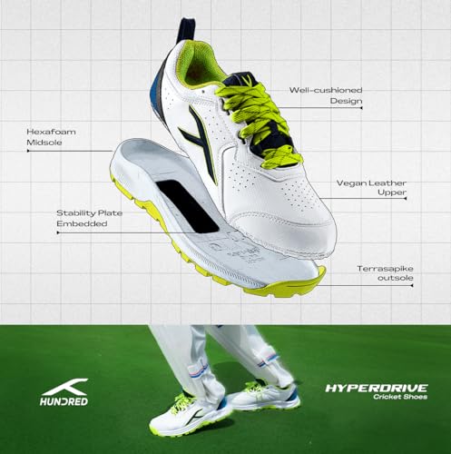 Image of Hundred HyperDrive Cricket Shoes Men | TerraSpike Rubber Studs | Embedded Support Plate for Stability | Lightweight & Durable | Ideal for Turf, Ground & Hard Surfaces