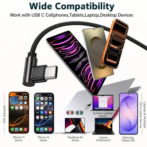 Image of USB C Headphones Wired Ear Buds for Apple /Android, 90 Angled Plug in USBC Wire Earbuds Corded Type C Earphones with Microphone for iPhone 17 17e 16 16e 15 Pro Max Air for Samsung S26 S25 S24