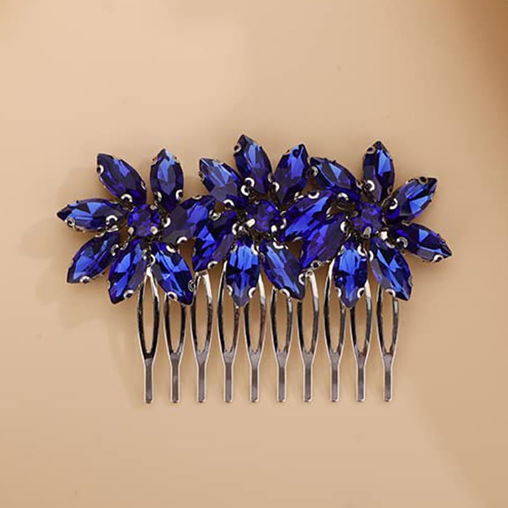 Crystal Flower Hair Comb for Women Prom Crystals Headpiece Wedding Handmade Hair Accessories for Bride Bridemaid - Image 2