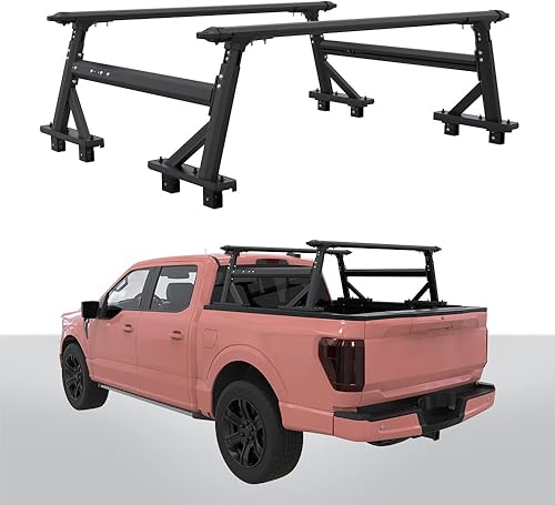 EZREXPM Estante universal extensible para camioneta, estante de escalera para camión, aluminio ajustable en altura