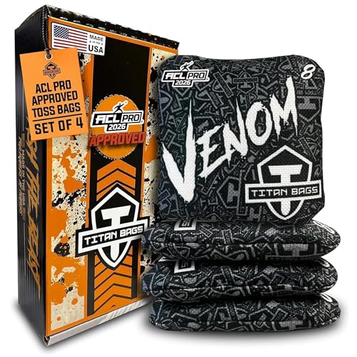 Titan Bags Venom 6 x 6 ACL PRO Approved Cornhole Bags - 4 Pack Blackout