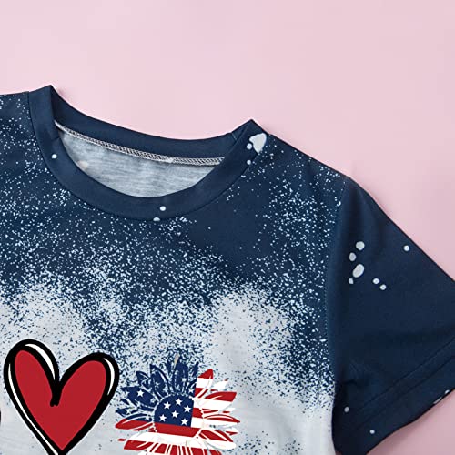 BILIKEYU Boys Girls Independence Day Shirts Cute Graphic Crewneck Color Block Casual Summer Tee Tops 1 to 124