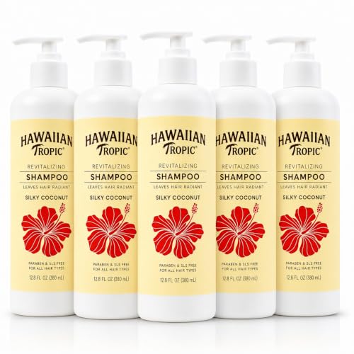 Hawaiian Tropic Shampoo, 5 Pack, 12.8 fl oz Pump Bottles, SLS & SLES Free Hair Shampoo, 64 fl oz Total, Bulk Shampoo for Hotels and Guest Bathrooms - image 1