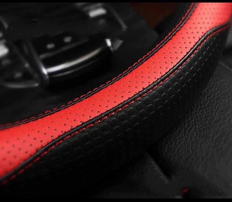 Lenkradbezug, O-Form, D-Form, 38 cm, Leder, rutschfest, Schutzhülle für Seat Leon MK1, MK2, MK3, Schwarz, D-Form