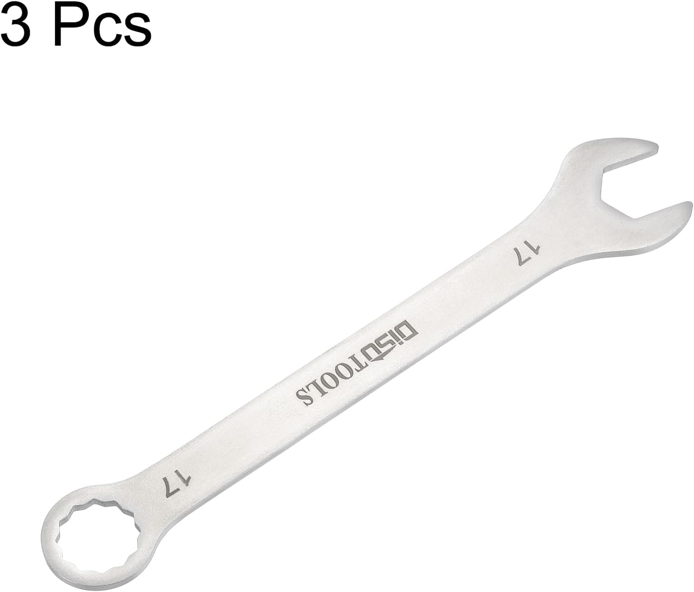 HARFINGTON 3pcs Thin Combination Wrench Metric 17mm Torx Ended Box 15 Degree Offset Open End Stainless Steel, Silver Tone