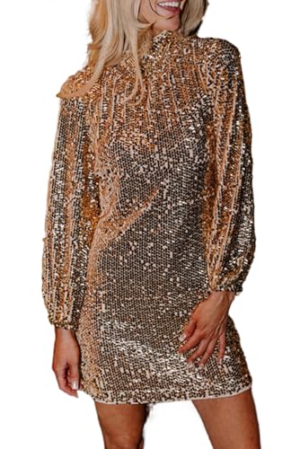 chinese dress ladies Women's Gold Sequined Long Sleeve Cutout Back Mini Dress for Night Out :  Clothing, Shoes & Jewelry