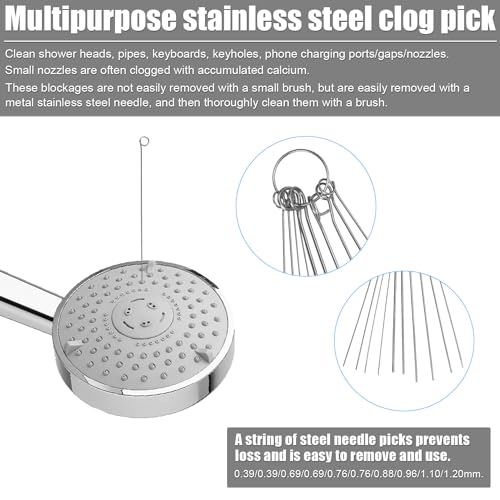 Image of 10pcs Shower Head Cleaners, with 10pcs Needle Picks Anti-Clogging Shower Head Cleaning Brush Tiny Crevice Cleaner Tool for Small Holes Gaps Nozzle Window Slot Household Bathroom (Gray)