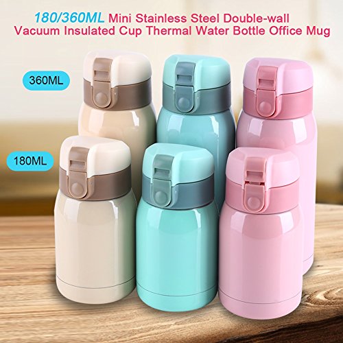 Vacío Aislado Taza de Acero Inoxidable, Mini Doble Pared Rebote Cap aislados de Viaje de Agua Caliente Botella 180… - Imagen 7
