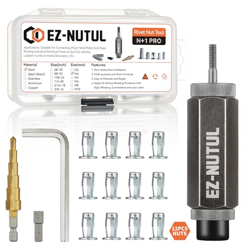 Jack nut Installation Tool Set Hand Thread Insert Jacknuts Assortment Kit for Thin Metal Plastic Polywood Pressboard Hardboard (M4 (Jack Nut Tool-12pcs))