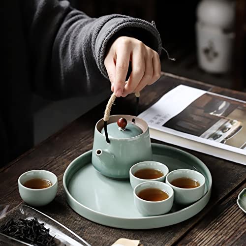 Conjunto de servicio de té Pote de té grande de cerámica, tazas de té de 6 piezas con bandeja - tetera moderna, tazas de… - Imagen 4