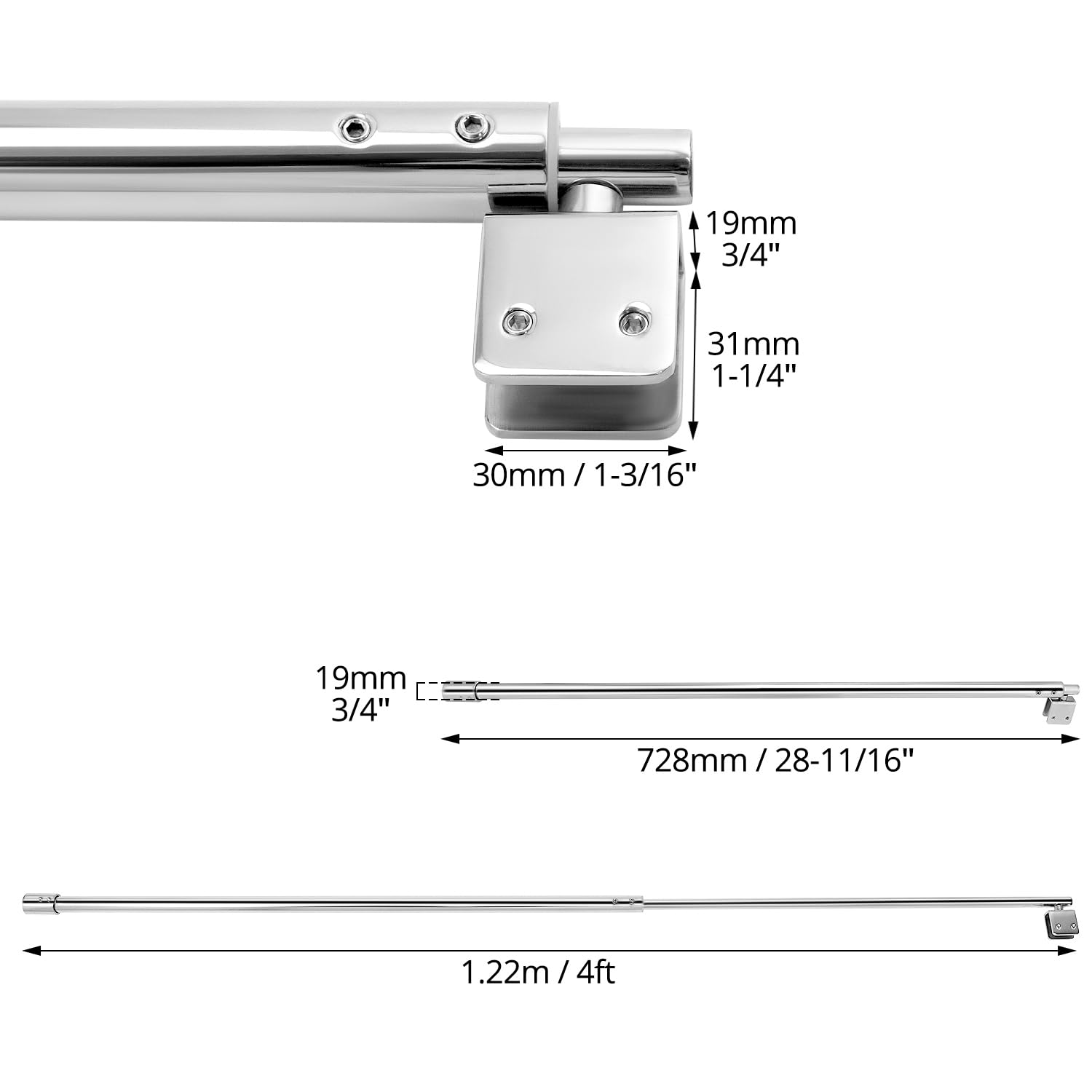 Barra Scorrevole Regolabile Per Doccia In ABS Cromato – Supporto Per Tubo 30x15 Mm - 4