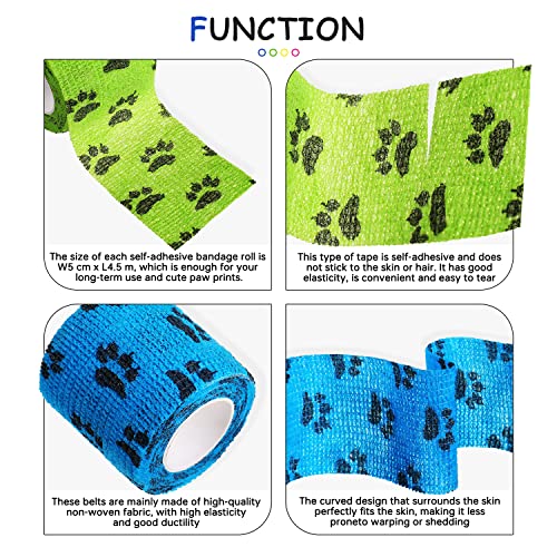 SIGANDG Selbstklebende Bandagen Atmungsaktive Elastische Bandagen für Haustiere Fellschützende Verbandsbandagen Leicht Zu Reißen (5cm Breite)（4er-Pack）