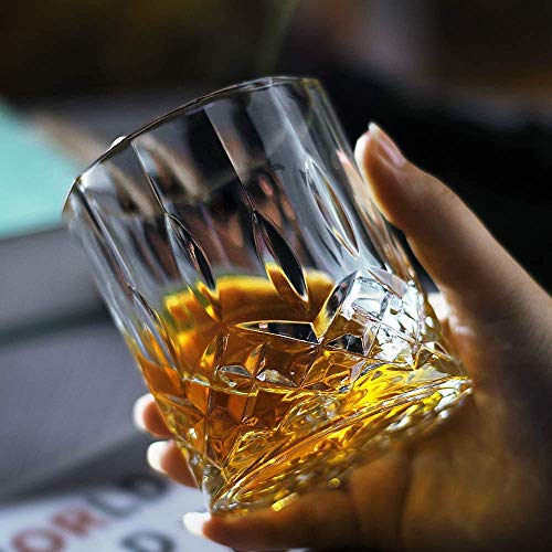 Image of Luxury Crystal Whiskey Glasses Set of 4 - 300ml, Heavy Base Old Fashioned Tumblers for Bourbon, Scotch, Whiskey & Cocktails (4, Dukati)