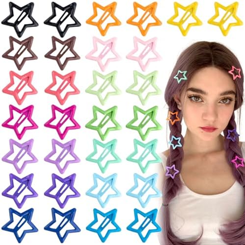 Joez Wonderful 30pcs Star Snap Hair Clips, 1.18x1.18in, 15 Colors