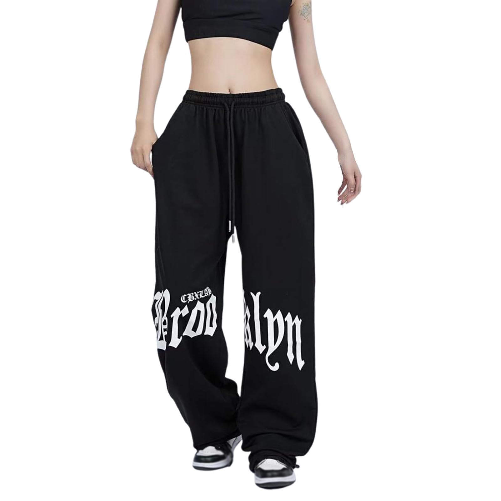 Pantalon De Jogging Baggy Pour Femme Y2k, Jambe Large, Pantalon De Survêtement Rayé Avec Poches Du 13,89 € | DHgate