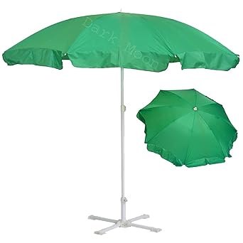 Dark Moon Garden Umbrella Outdoor Big Size 7ft With Stand Green Patio Waterproof Heavy Duty Garden Umbrella With Stand (Green) 7Ft