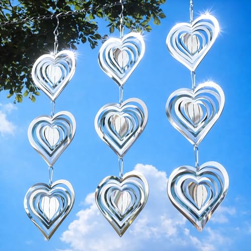 Image of Factee Bird Deterrents for Outside, Reflective 3D Stainless Steel Wind Spinners, Garden Decor, Bird Scare Devices to Keep Woodpeckers, Pigeons Away from Your House, Patio, Orchards