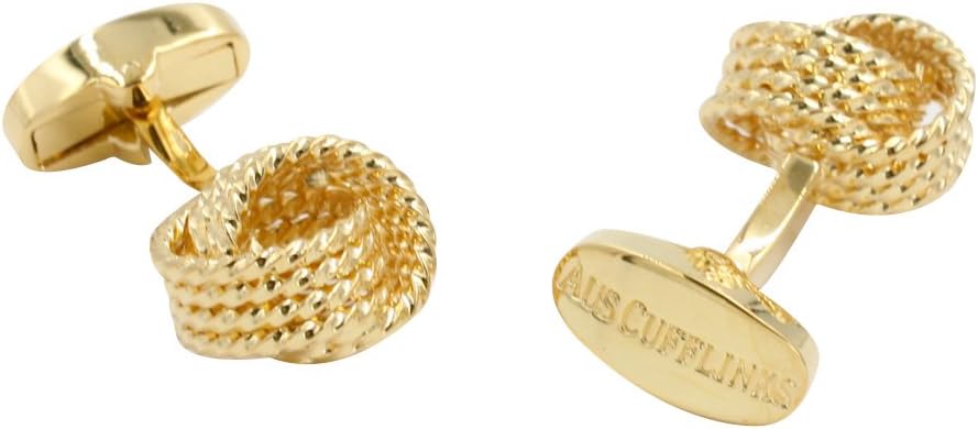 Gold Cuff Links | Gold Knot Cufflinks for Men | Golden Link Cufflinks | Premium Cuff Links | Husband Present