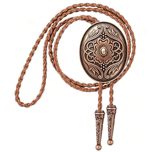 Image of GelConnie Floral Bolo Tie for Men Womens Bolo Tie Necklace Native American Black Men's Bolo Ties Western Cowboy Bolero Ties