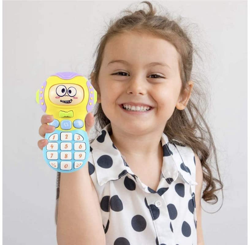 KAOMOJI Plastic 3 Face Changeable Sound Making Toys Expression Mobile Phone with Lights and Music for 6 Months Kids (Multicolour)