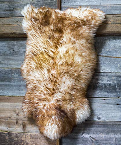 ESTRO Alfombra De Piel Genuina De Oveja para Habitación para Dormitorio ESZ (Flameado, 110 cm)