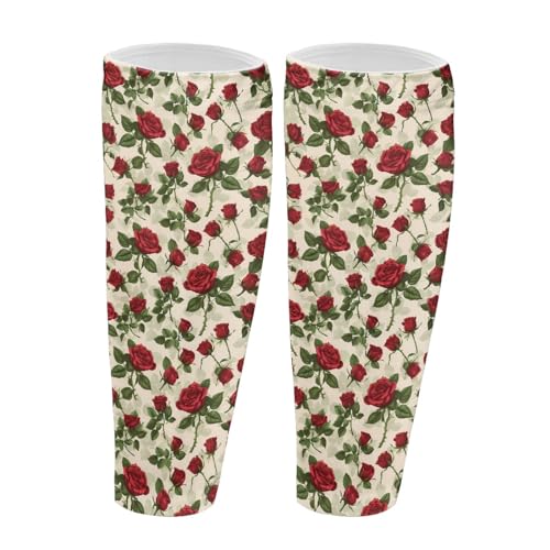 TOADDMOS Calf Compression Sleeve 1 Pair Calf Support Shin Splints for Men and Women Leg Compression Socks, Rose Flower