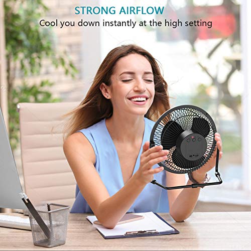 Battery Operated Desk Fan with Timer, 4 Speeds with Upgraded Strong Airflow, 9 Inch Rechargeable Table Fan for Home Camp - Additional View