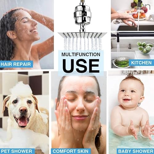 Image of Ilan 15 Stage Shower Filter for Hard Water | Water Softener for Bathroom | Removes Impurities for Healthier Skin & Hair | Chlorine Remover | Hard Water Tap Filter