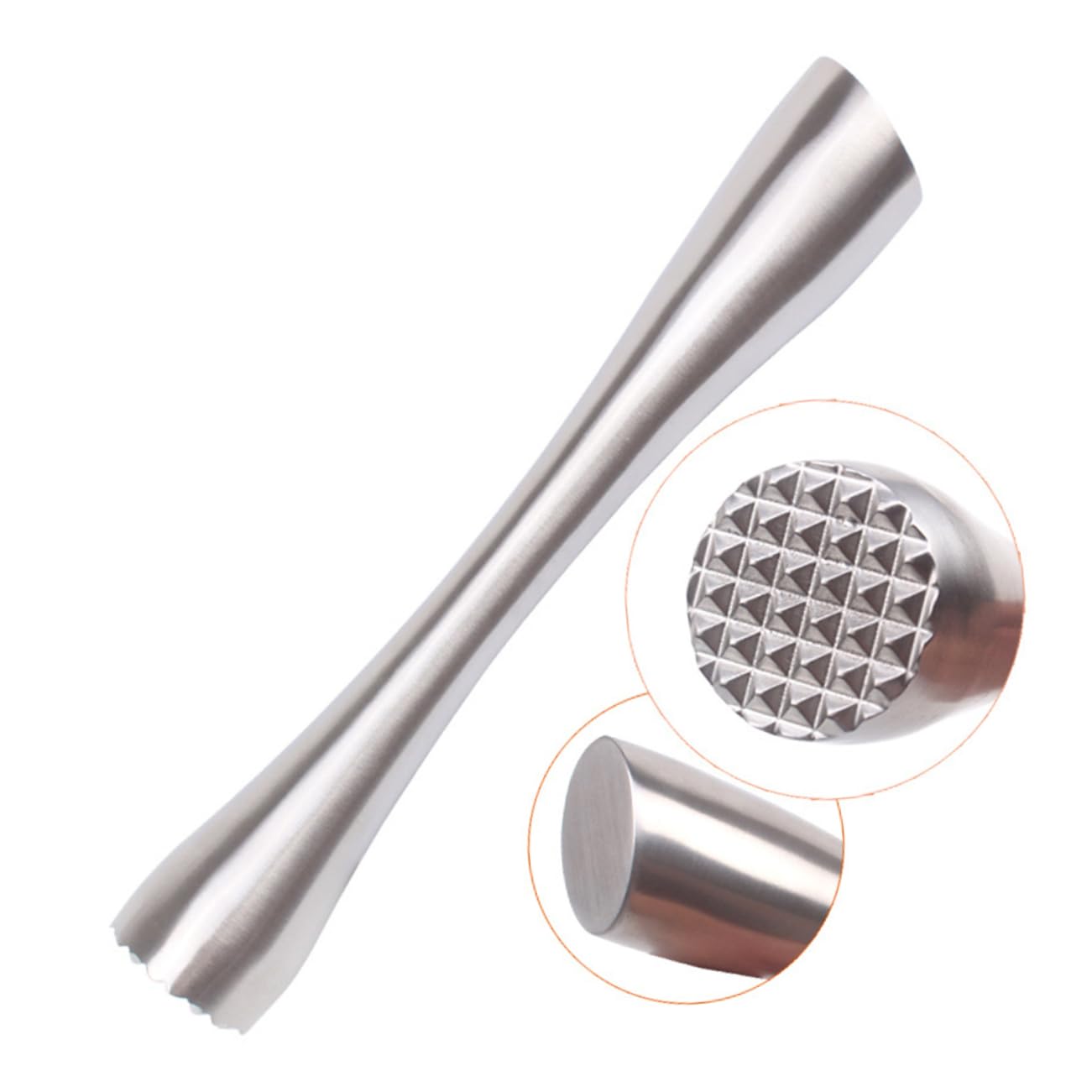 BRIGHTFUFU Stainless Steel Broken Popsicle Cocktail Muddler Metal Silver for Bar Kitchen Drink Making
