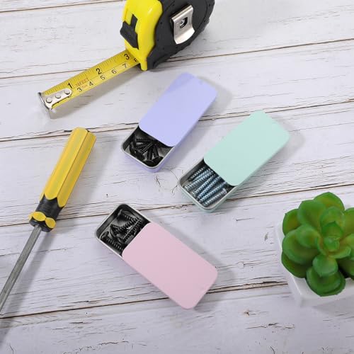 KALIONE Kleine Metallbox-Behälter, 3 Stück, Leere Metallbehälter mit Schiebedeckel 6 x 3,4 x 1,1 cm, Rechteckige Aufbewahrungsbox, Behälter für Süßigkeiten, Schmuck, Basteln(Farbe)