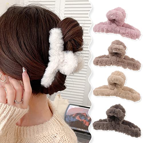 7 Piezas Pinzas de Pelo de Peluche Fuzzy miniatura 2