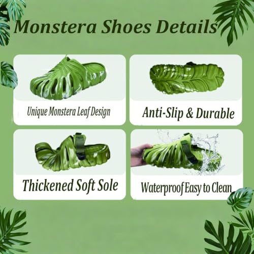 Monstera Shoes, Variegated Monstera Shoes for Women and Men, Thick Sole Eva Plant Leaf Slides, for Home, Beach, Bathroom2