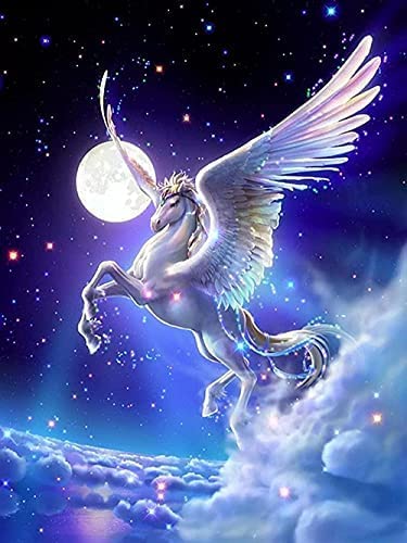 Amazon | WingkinDIYダイヤモンドアート天使の羽の白馬 5Dダイヤモンド