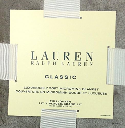 Lauren Ralph Lauren Classic Taupe Gray 90 X 90 Inches Full / Queen Micromink Blanket - Image 2