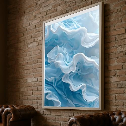 Toile à volants bleus 60x80cm pour habiller un mur vide sans surcharger la pièce