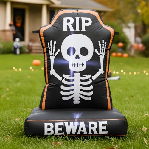 4FT Halloween Inflatables Skeleton Tombstone Blow up Yard Party Decoration - image 1
