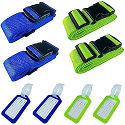 Alsa Maletas Permitidas Nutabevr 4 Piezas Correas para Maleta con 4 Etiquetas para Equipaje, Correas de Equipaje Ajustables, para Equipaje Fijo, Los Crucero Viajes Aéreos, para reconocer fácil el Equipaje