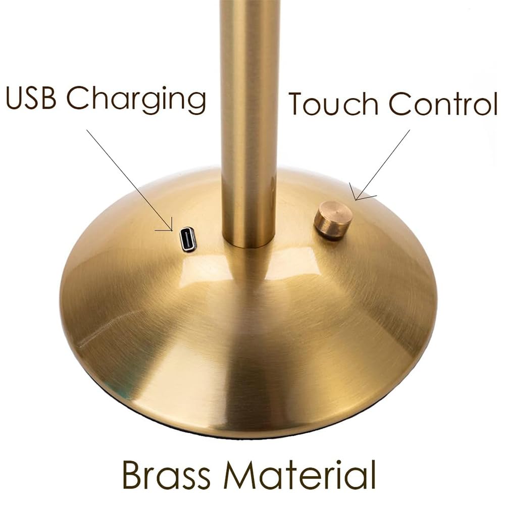AoLa Vintage Tischlampe Kabellos Dimmbar Touch Tischleuchte Akku LED Aufladbar 1800mAh Batteriebetrieben Nachttischlampe Ohne Kabel Gold Tischlampe für Wohnzimmer Schlafzimmer Bar Hotel Zuhause