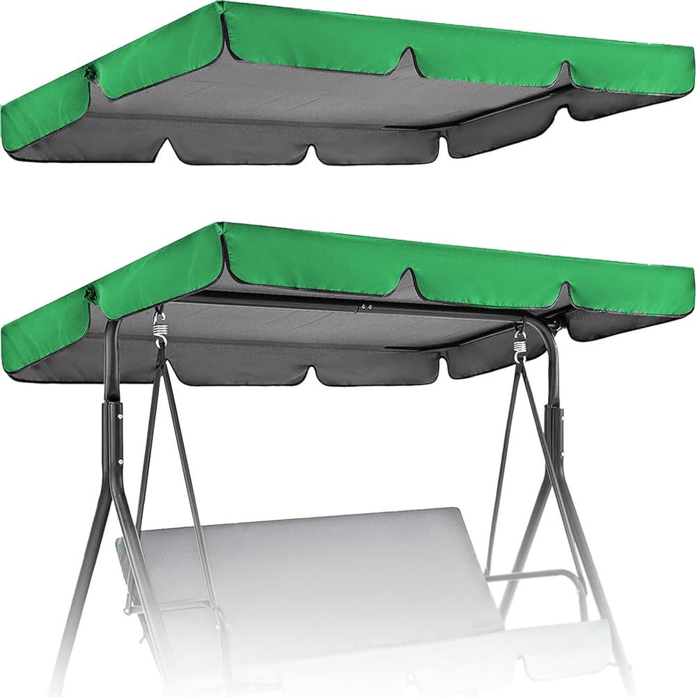 Toile de Balancelle de Jardin,Toit Pare-Soleil pour Balancelle de Jardin 3 Places,ImperméAble en Oxford Toit de BalançOire, Preuve UV Toit Pare-Soleil pour Balancelle de Jardin,Vert,249x185x18cm