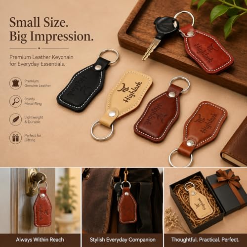 Image of Signature Leather Finish Keychain for Men & Women | Durable Metal Key Holder for Car and Bike Keys | Elegant Everyday Accessory